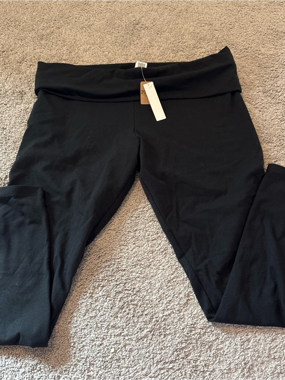 PINK Victoria's Secret Black Fold-Over Waist Leggings